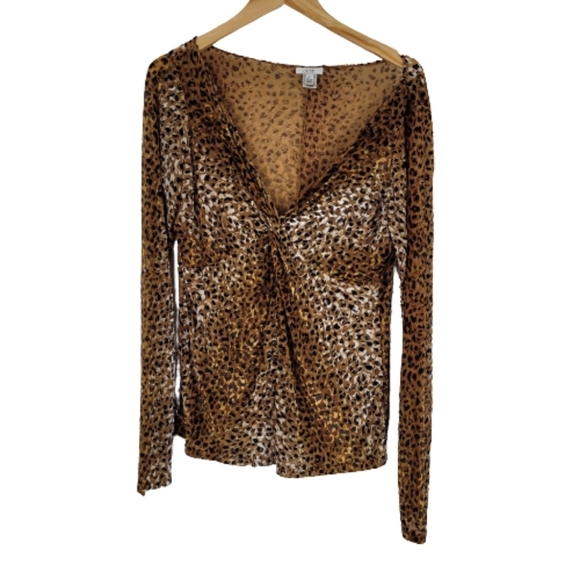 Cache Tops - Cache velvet  Cheetah print vneck top